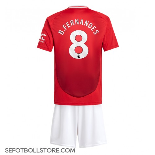 Manchester United Bruno Fernandes #8 Replika babykläder Hemmaställ Barn 2024-25 Kortärmad (+ korta byxor)